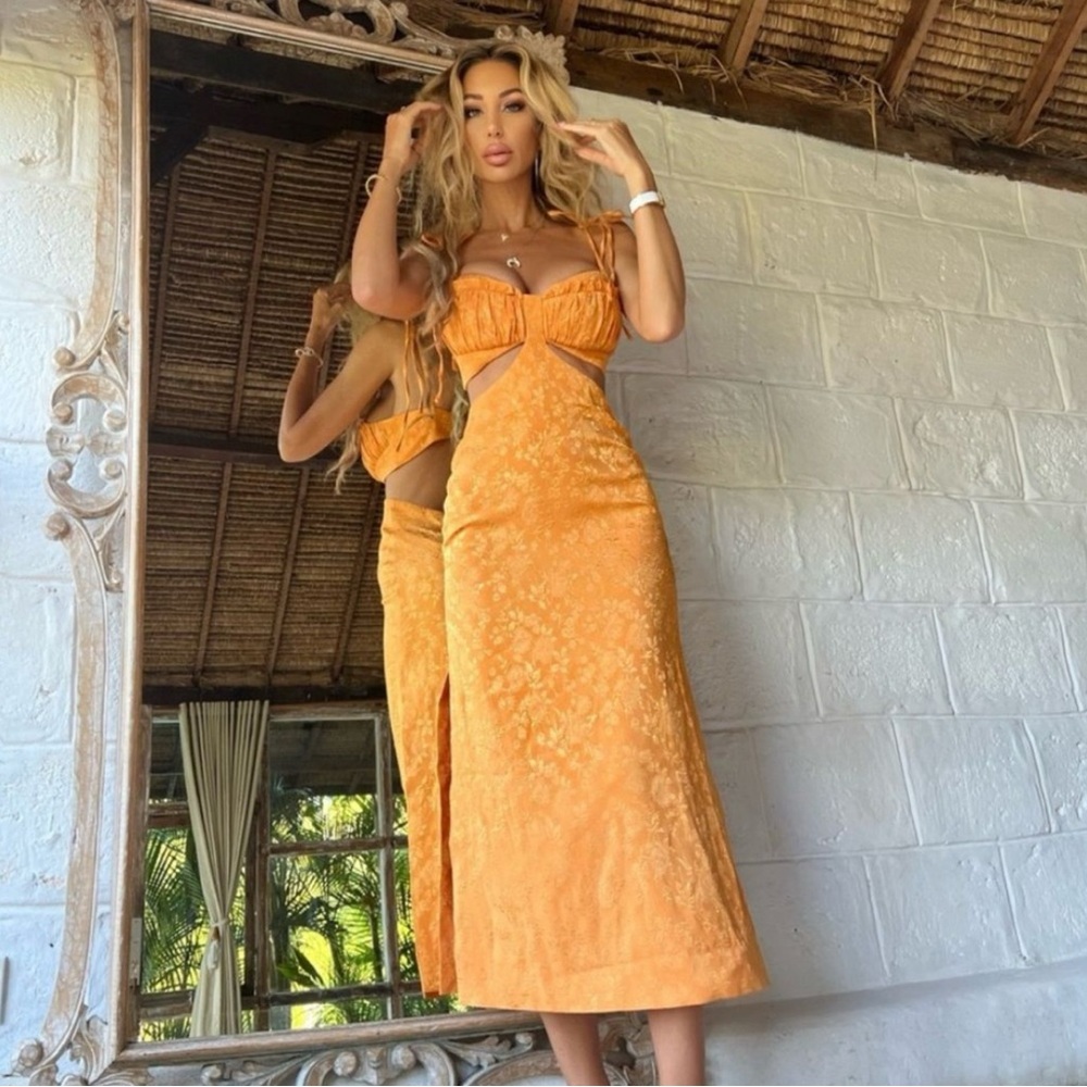 LPA Revolve Robin Midi Dress in Tangerine Dream L